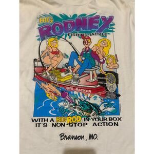 Vintage Big Rodney Fishing Tackle Branson MO T-Shirt Large White